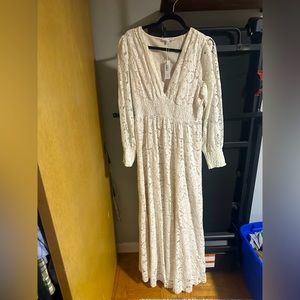 Aphrodite Lace Maxi Dress - Baltic Born Off White - XL